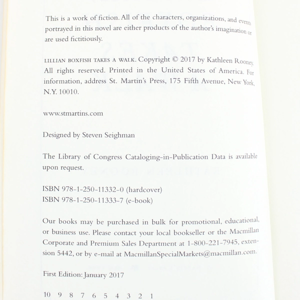 Lillian Boxfish Takes a Walk A Novel Hardcover by Kathleen Rooney