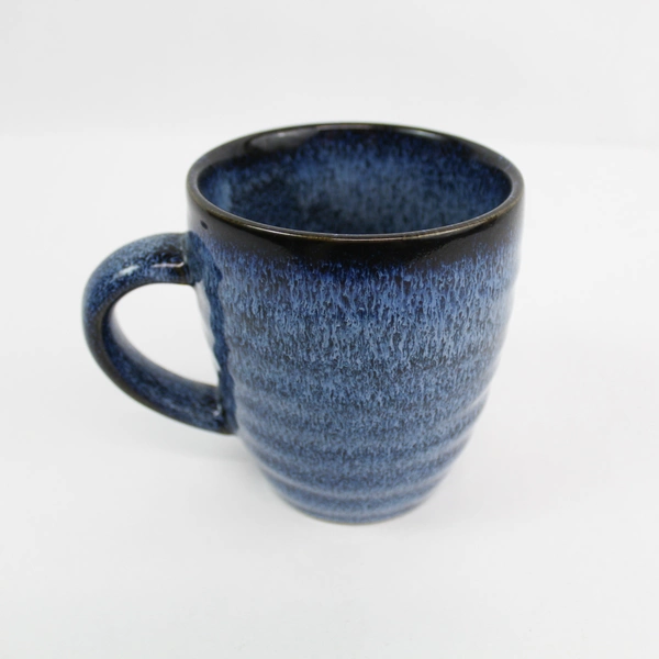 Ollie & Olivia Blue Ribbed Coffee Mug - Australian Craftsmanship, Pre-Owned