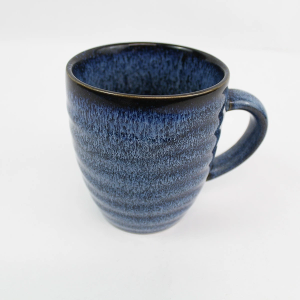 Ollie & Olivia Blue Ribbed Coffee Mug - Australian Craftsmanship, Pre-Owned