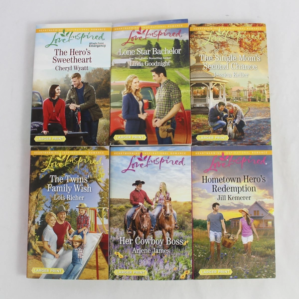 Lot of 6 Love Inspired Inspirational Romance Novels 2016 2017 Larger Print PB