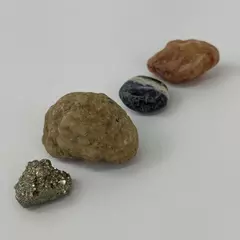 Lot of 4 Small Mineral Specimens Pyrite Sodalite Gypsum Quartz Crystal Geode