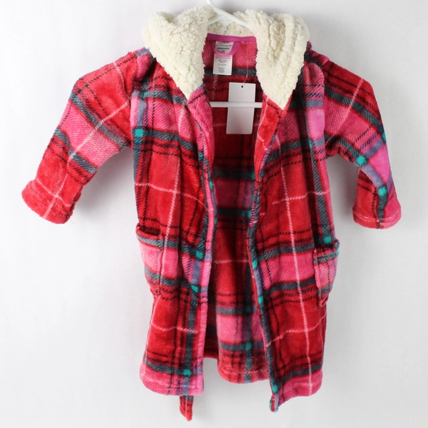 Kidtopia Sleepwear Multicolored Plaid Plush Robe Toddler Size 2T