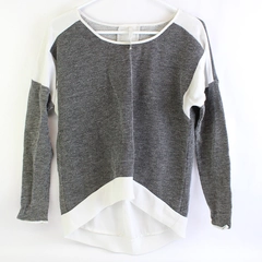 Paper Crane Black White Hi Lo Long Sleeve Blouse Pullover Top Women's Size Small