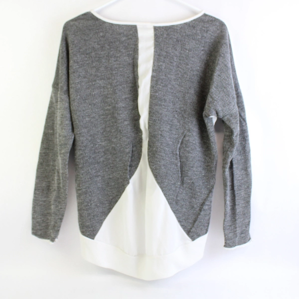 Paper Crane Black White Hi Lo Long Sleeve Blouse Pullover Top Women's Size Small