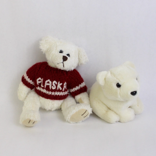 Lot of 5 White Polar Bear Stuffed Animals Varied Sizes