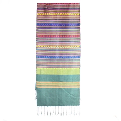 Multicolor Patterned Table Runner With Tassels 17" x 73"