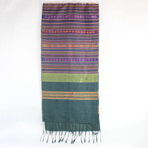 Multicolor Patterned Table Runner With Tassels 17" x 73"
