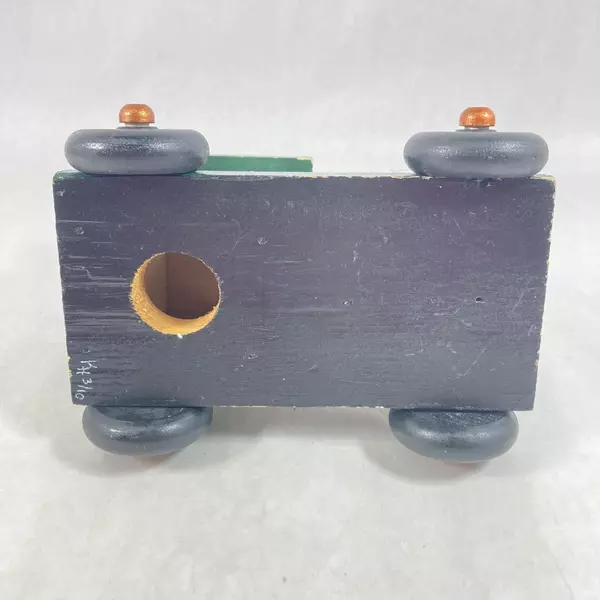 Vintage Handmade And Hand Painted Wooden Train Coin Bank 