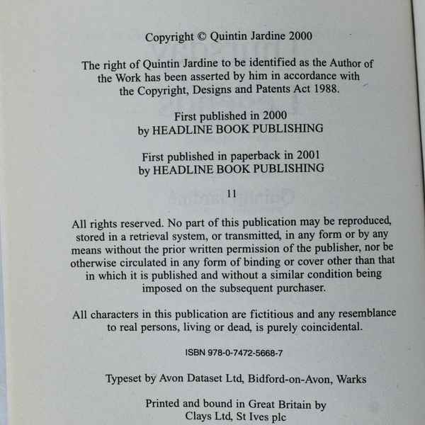 Thursday Legends by Quintin Jardine - 2001 Paperback, Good Condition