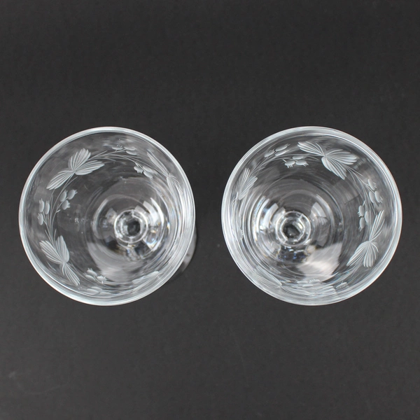 Set of 2 Morgantown 6.25" Crystal Water Goblets 7689-1 Berry Leaf Pattern