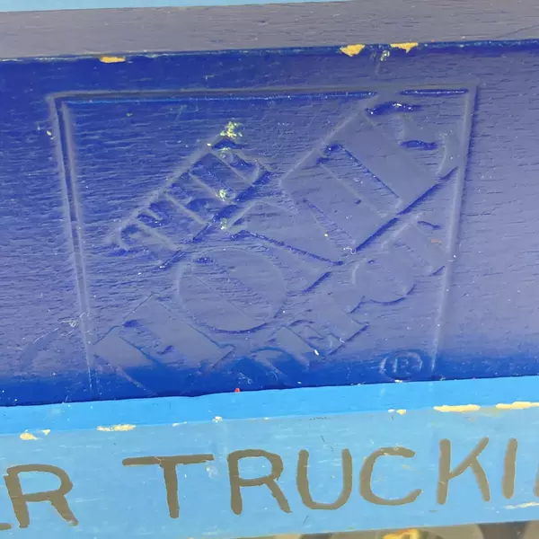 Home Depot Handmade And Hand Painted Wooden Semi Truck Toy Blue