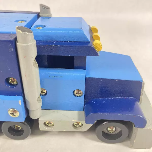 Home Depot Handmade And Hand Painted Wooden Semi Truck Toy Blue