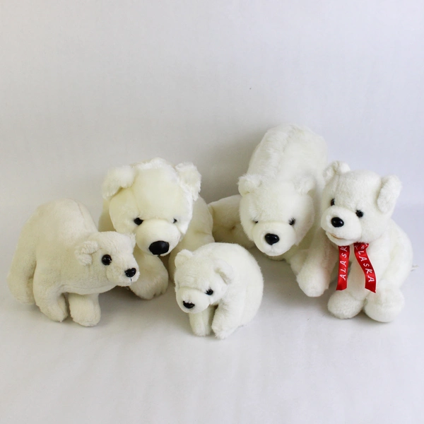 Lot of 5 White Polar Bear Stuffed Animals Various Sizes