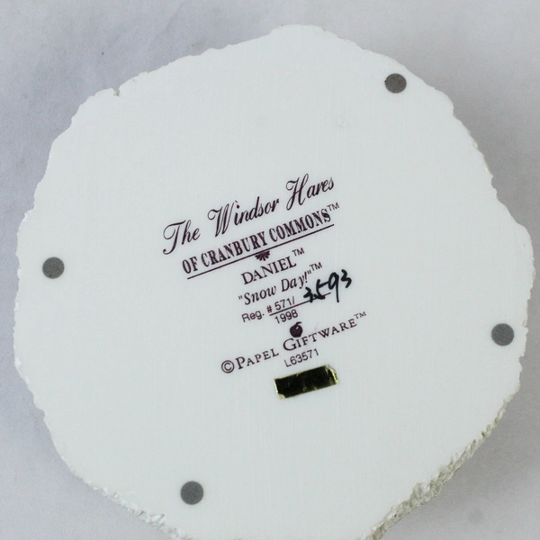 1998 Papel Windsor Hares "Snow Day" Figurine with COA & Box - Collectible Decor