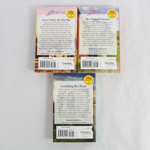 Lot of 3 Love Inspired Cowboy Theme Novels Larger Print Paperback 2016