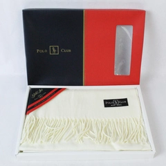 Vintage Polo Club Wool Acrylic Scarf Cream Color NIB