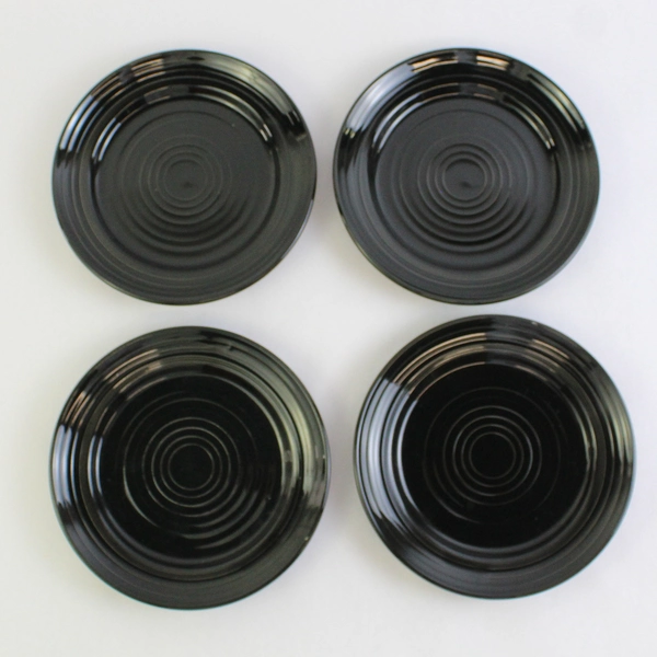 Set of 4 CAC China Tango-Pattern Black Bread Plates 7.5" Durable China