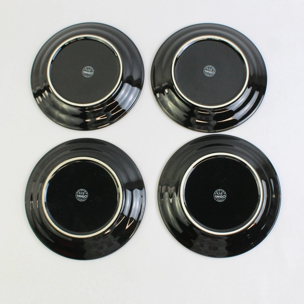 Set of 4 CAC China Tango-Pattern Black Bread Plates 7.5" Durable China