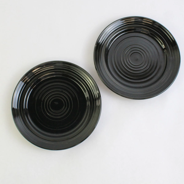 Set of 4 CAC China Tango-Pattern Black Bread Plates 7.5" Durable China