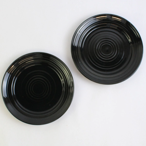 Set of 4 CAC China Tango-Pattern Black Bread Plates 7.5" Durable China