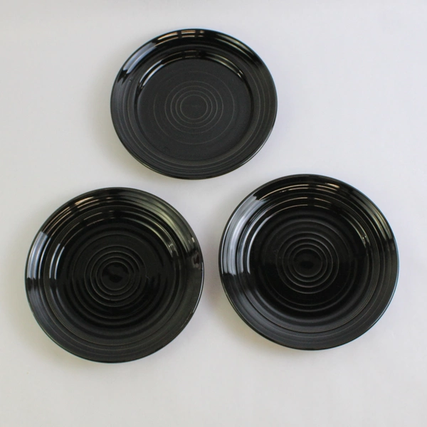 Lot of 3 CAC China Tango Pattern Black Bread Plates 7.5" Durable China