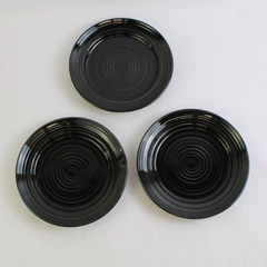 Lot of 3 CAC China Tango Pattern Black Bread Plates 7.5" Durable China