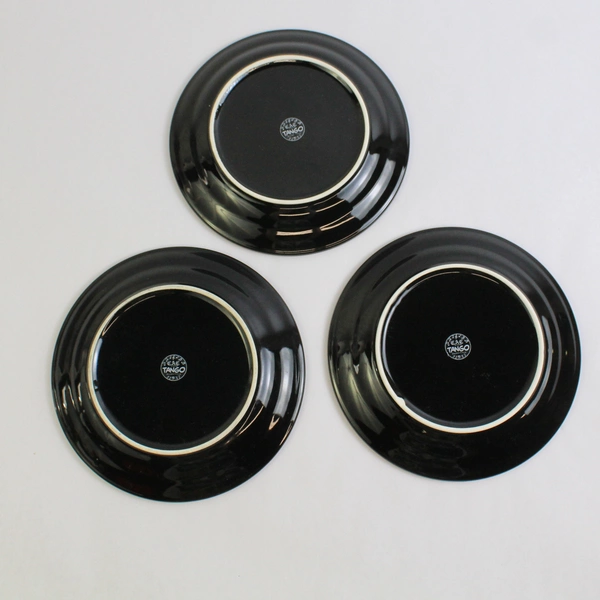 Lot of 3 CAC China Tango Pattern Black Bread Plates 7.5" Durable China
