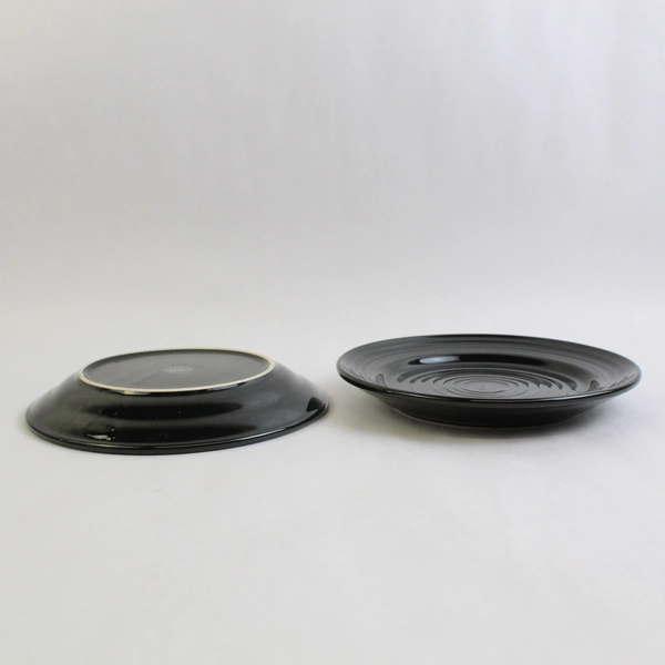 Lot of 3 CAC China Tango Pattern Black Bread Plates 7.5" Durable China