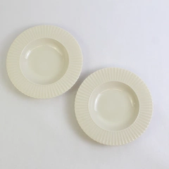 Lot of 2 Lenox Cream Off White Salad Soup Bowls Ribbed Rims