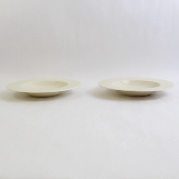 Lot of 2 Lenox Cream Off White Salad Soup Bowls Ribbed Rims