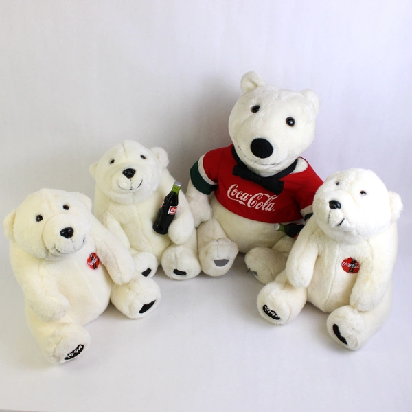 Lot of 4 Medium to Large Coca-Cola Plush Collection Polar Bears Flawed