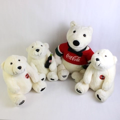 Lot of 4 Medium to Large Coca-Cola Plush Collection Polar Bears Flawed