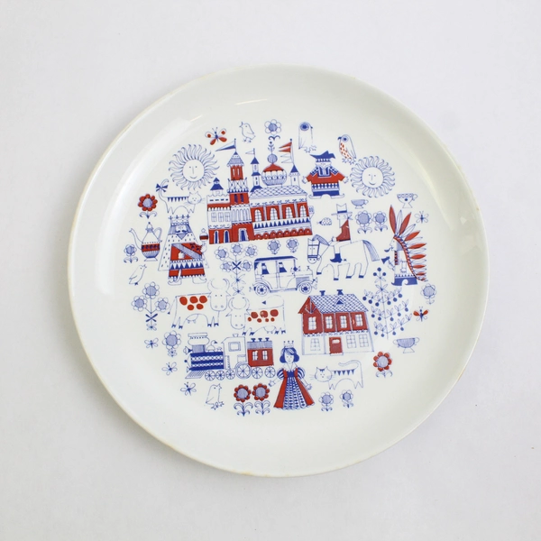 Set of 2 1960s Vintage Arabia Finland Matin Matka 7.5" Children’s Plate Rare