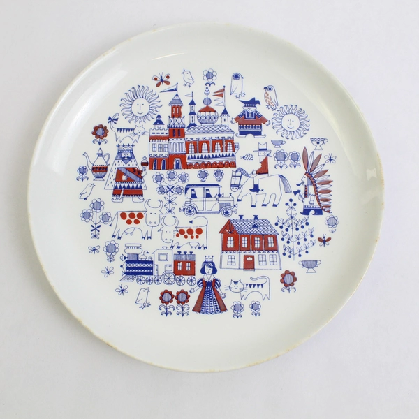 Set of 2 1960s Vintage Arabia Finland Matin Matka 7.5" Children’s Plate Rare