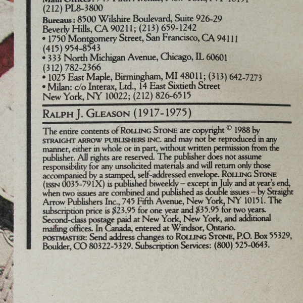 Rolling Stone Magazine Feb 11 1988 No 519 Sting Cover PJ O’Rourke Clive Barker
