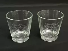 Lot of 2 Crown Royal Black Embossed Lowball Glasses Good Condition
