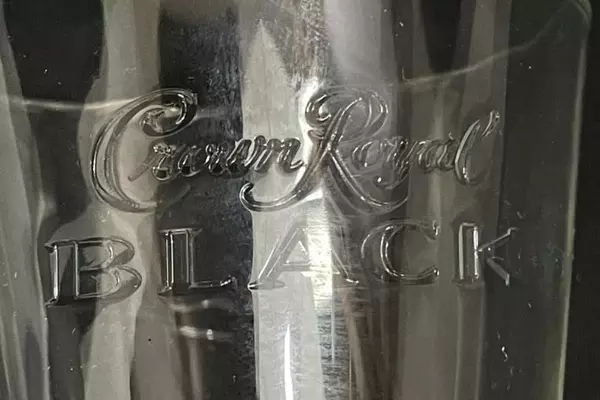 Lot of 2 Crown Royal Black Embossed Lowball Glasses Good Condition