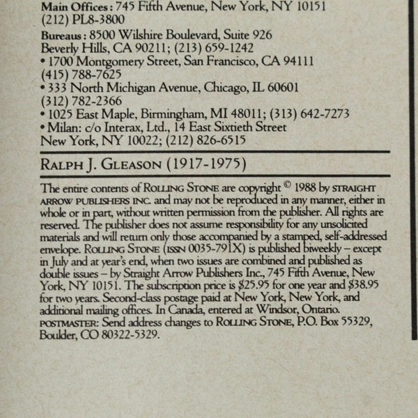 Tom Cruise Rolling Stone Magazine Issue 532 August 11 1988 Brian Wilson Winwood