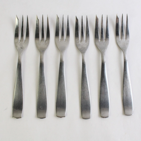 Set of 6 C. Hugo Pott 2716 Stainless Steel Pie Forks