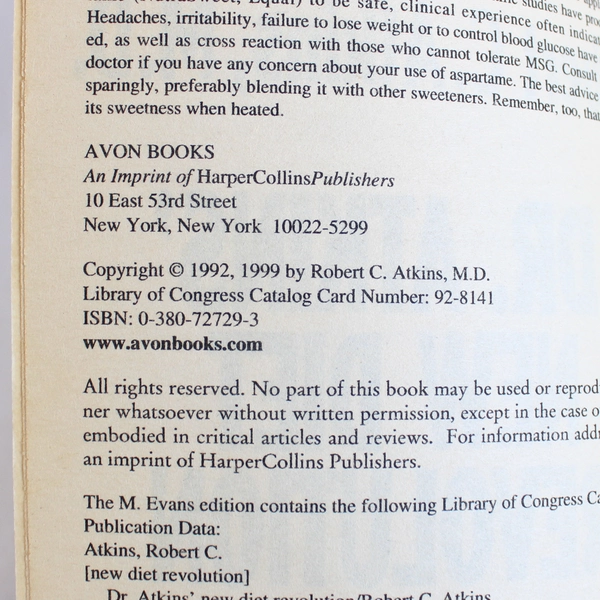 Dr. Atkins' New Diet Revolution by Robert C. Atkins 1999 Paperback