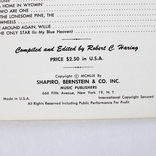 31 More Songs to Remember by Robert C Haring 1959 Song Book PB