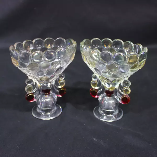 Set of 2 Vintage Westmoreland Thousand Eye Glass Taper Candle Holders