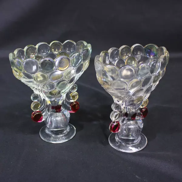 Set of 2 Vintage Westmoreland Thousand Eye Glass Taper Candle Holders