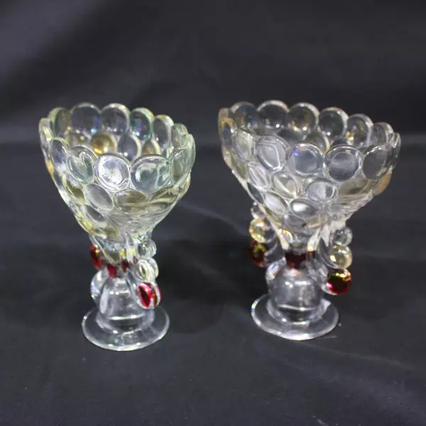 Set of 2 Vintage Westmoreland Thousand Eye Glass Taper Candle Holders