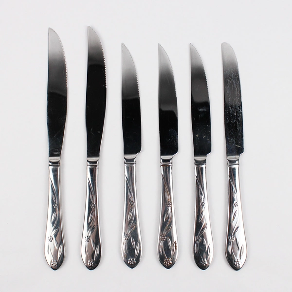 6 Pc Lot Temp-Tations Old World Floral-Round Tip Knives