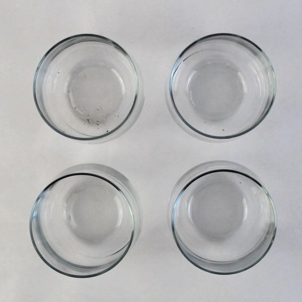 Set Of 4 Unmarked Stemless Crystal Wine Glasses Barware Drinkware