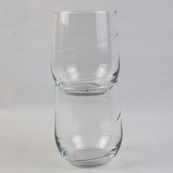 Set Of 4 Unmarked Stemless Crystal Wine Glasses Barware Drinkware
