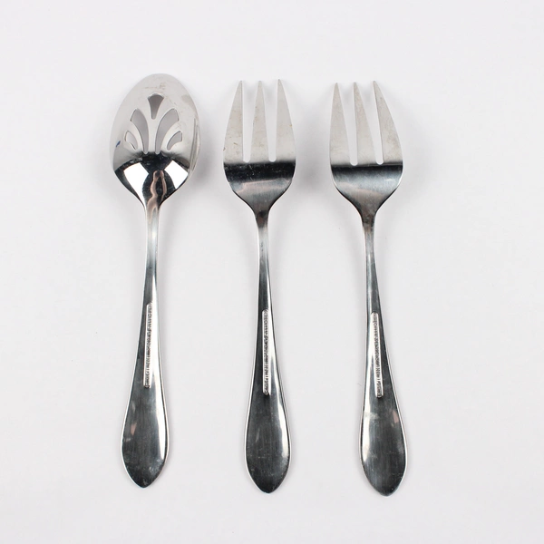 3 Pc Temp-Tations Old World Floral-Round Tip Stainless Steel Serving Utensils