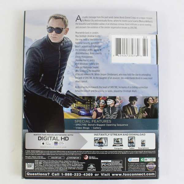 Spectre Blu-ray 2015 007 Directed By Sam Mendes