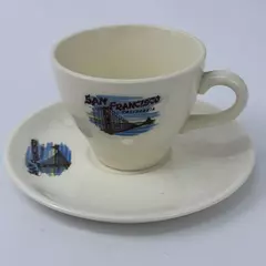 Vintage San Francisco Porcelain Souvenir Cup & Saucer Set Golden Gate Bridge